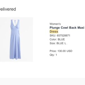 Abercrombie baby blue Plunge Cowl Back Maxi Dress